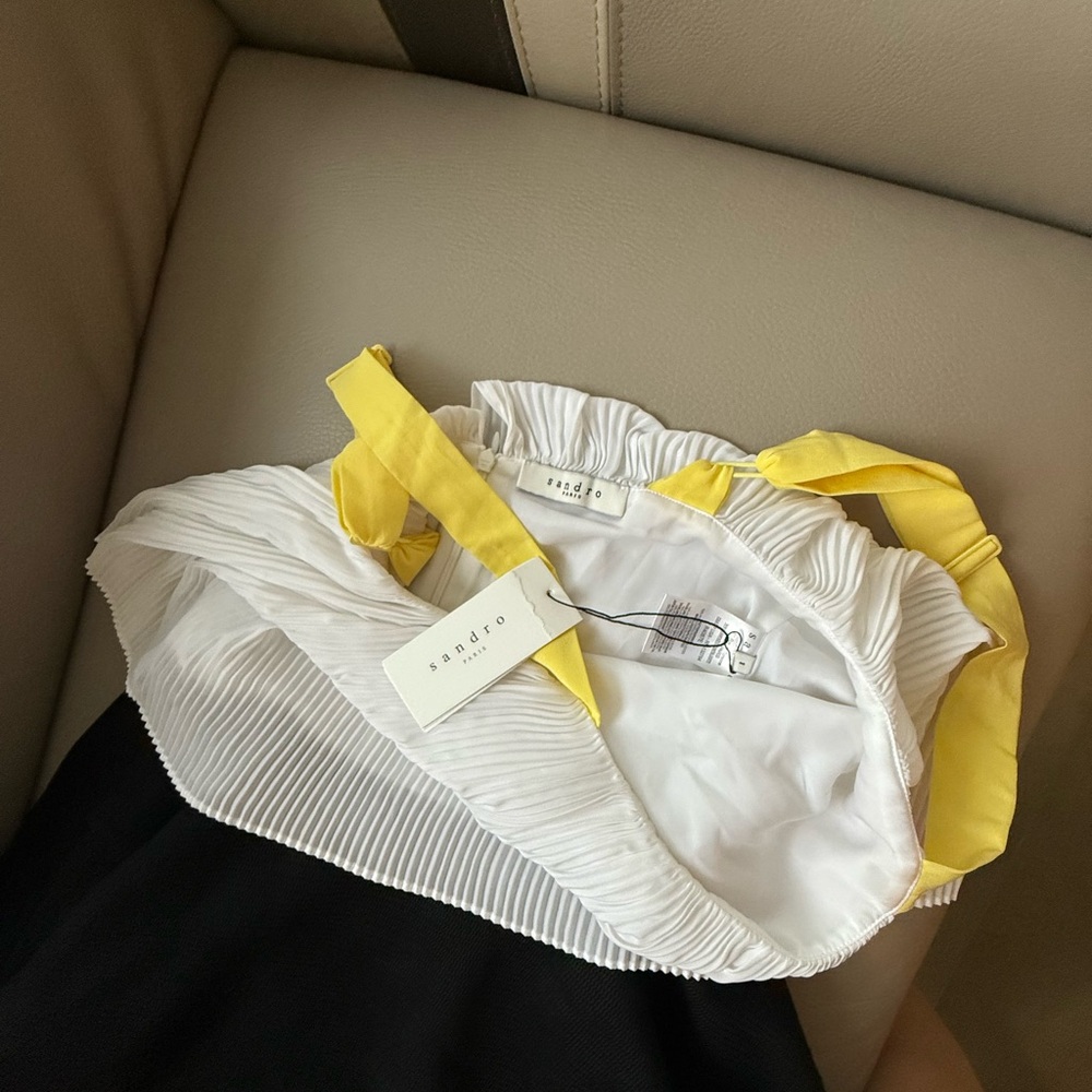 Chic White and Yellow Midi Dress
